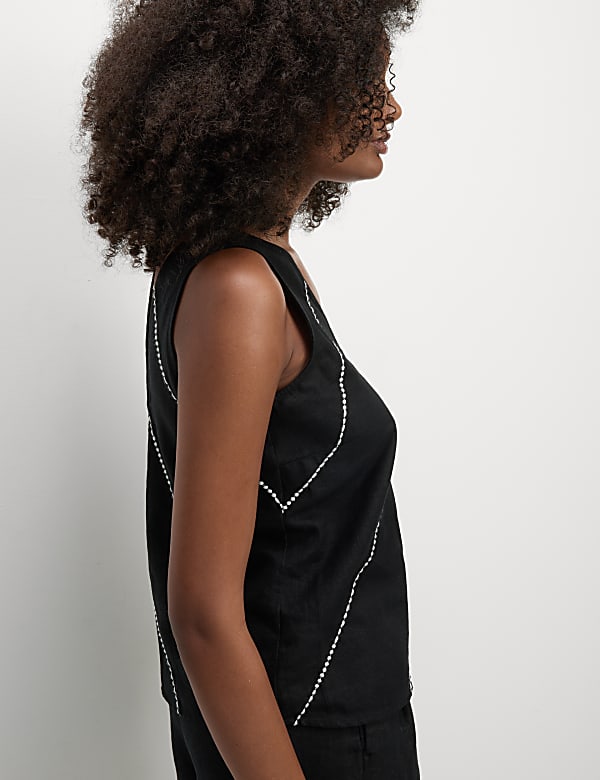 Linen Rich Stitch Detail Top