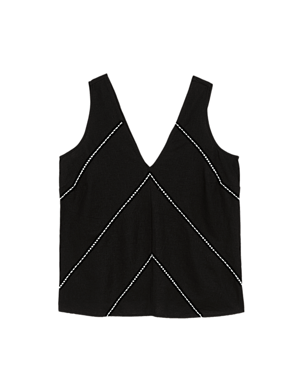 Linen Rich Stitch Detail Top