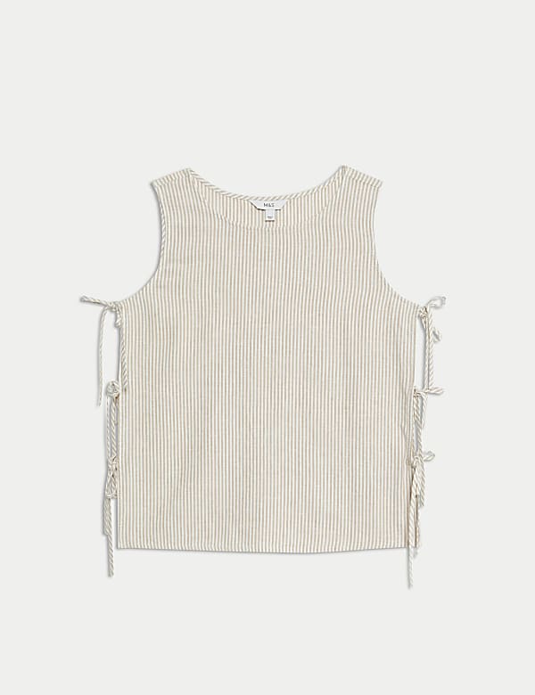 Linen Rich Printed Tie Side Vest - BE