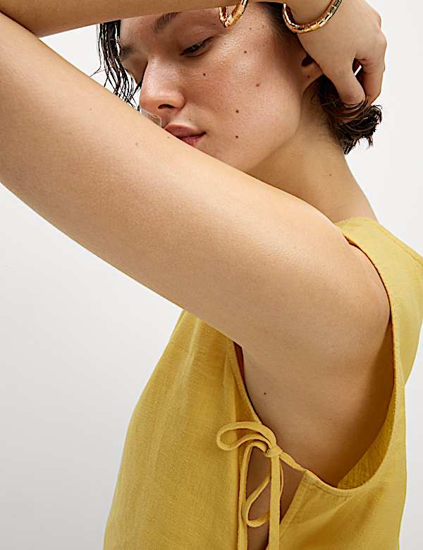 Linen Rich Tie Side Tank Top - CH