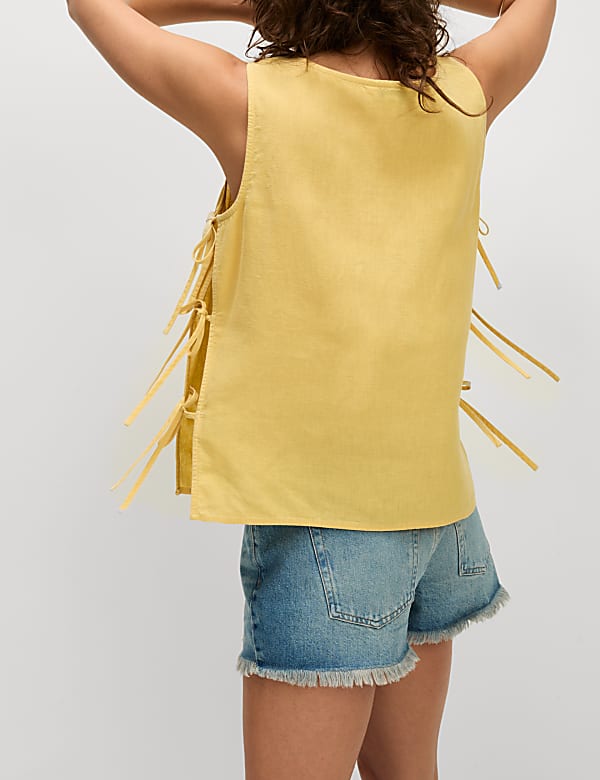 Linen Rich Tie Side vest Top - PL