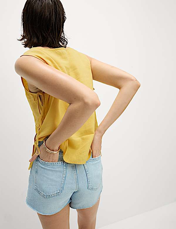 Linen Rich Tie Side vest Top - PL