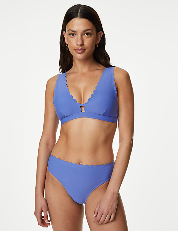 Neoprene Padded Scallop Plunge Bikini Top