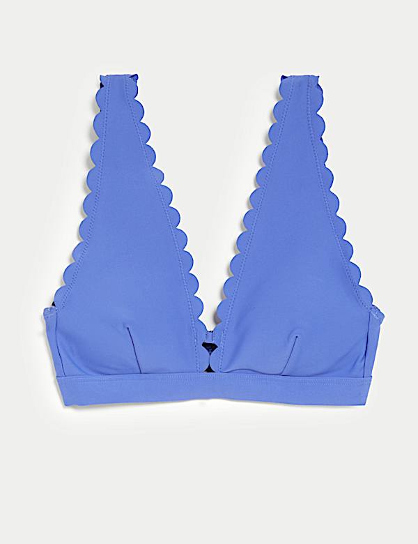 Neoprene Padded Scallop Plunge Bikini Top - CZ