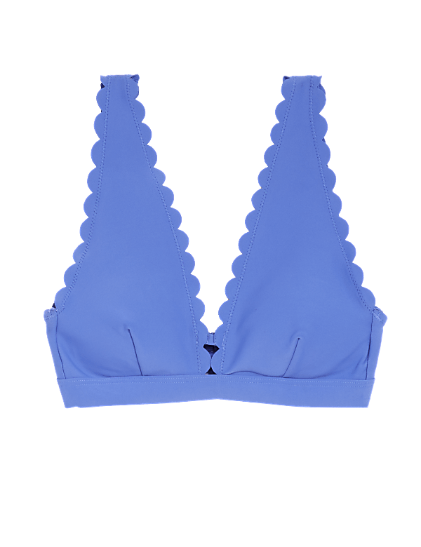 Neoprene Padded Scallop Plunge Bikini Top