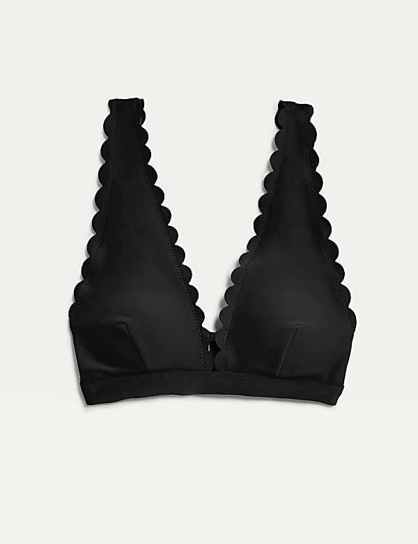 Neoprene Padded Scallop Plunge Bikini Top - CA