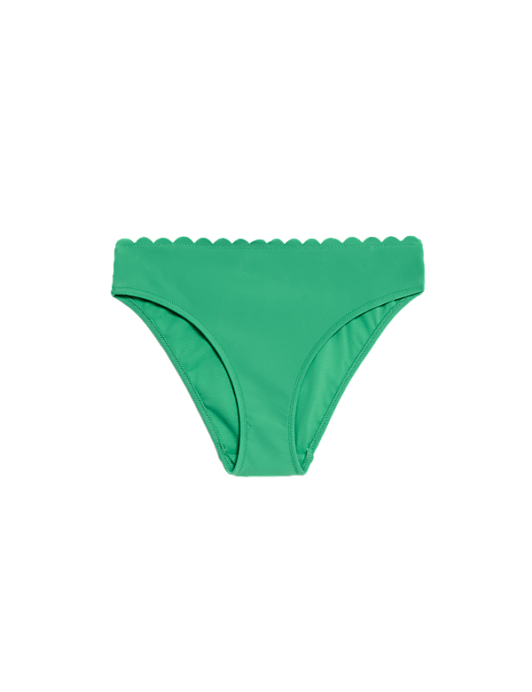 Neoprene Scallop High Leg Bikini Bottoms