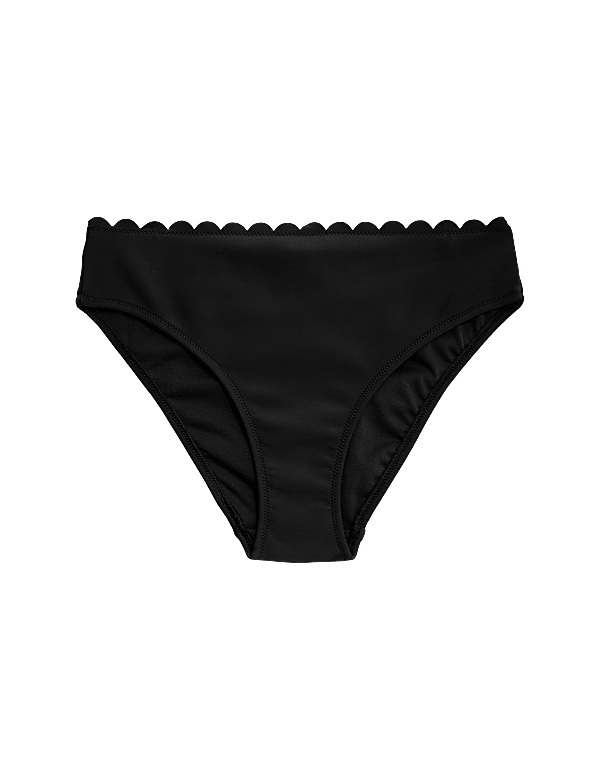 Neoprene Scallop High Leg Bikini Bottoms