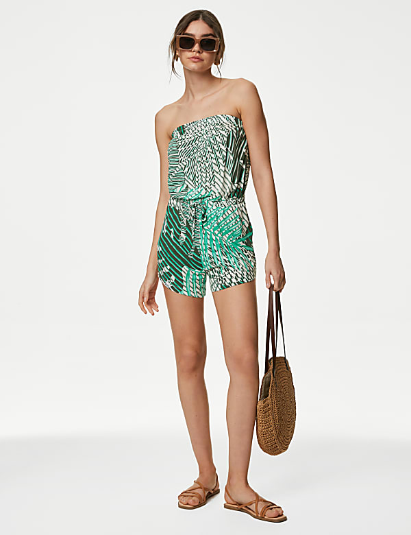 Jersey Printed Drawstring Playsuit
