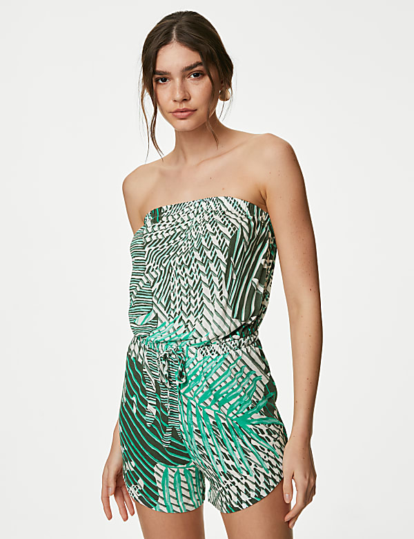 Jersey Printed Drawstring Playsuit