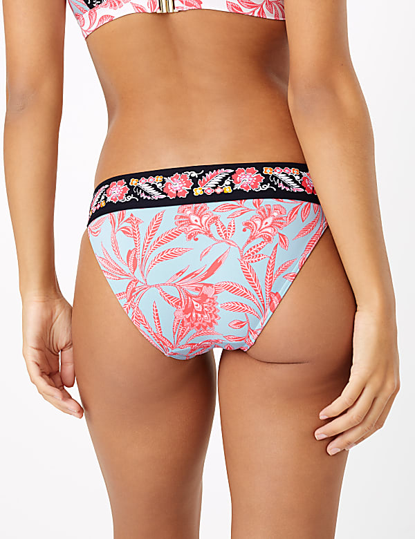 Floral Print Tanga Bikini Bottoms