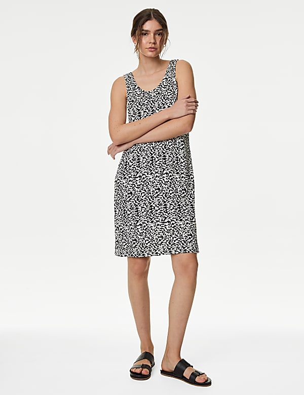 Jersey Printed Knee Length Slip Dress