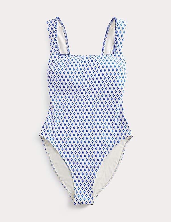 Printed Padded Wide Strap Square Neck Swimsuit - AT