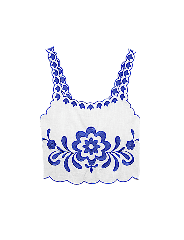 Pure Cotton Embroidered Beach Vest Top
