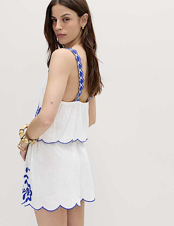 Pure Cotton Embroidered Beach Shorts