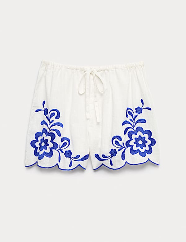Pure Cotton Embroidered Beach Shorts