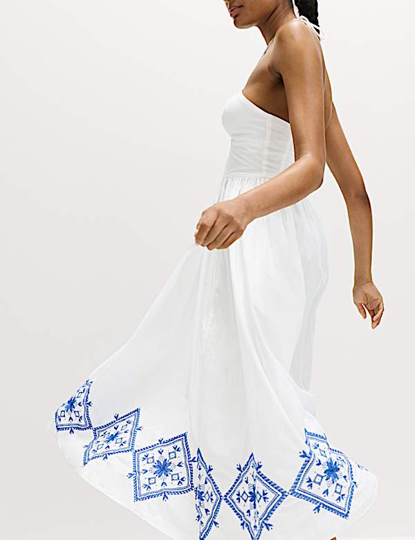 Cutout Embroidered Midaxi Beach Dress