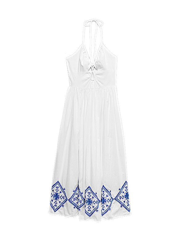 Cutout Embroidered Midaxi Beach Dress