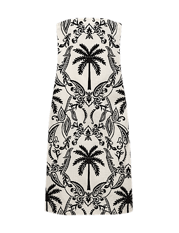 Pure Cotton Printed Midi Bandeau Dress