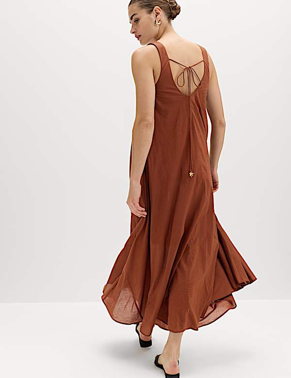 Pure Cotton Maxi Volume Beach Dress - HU