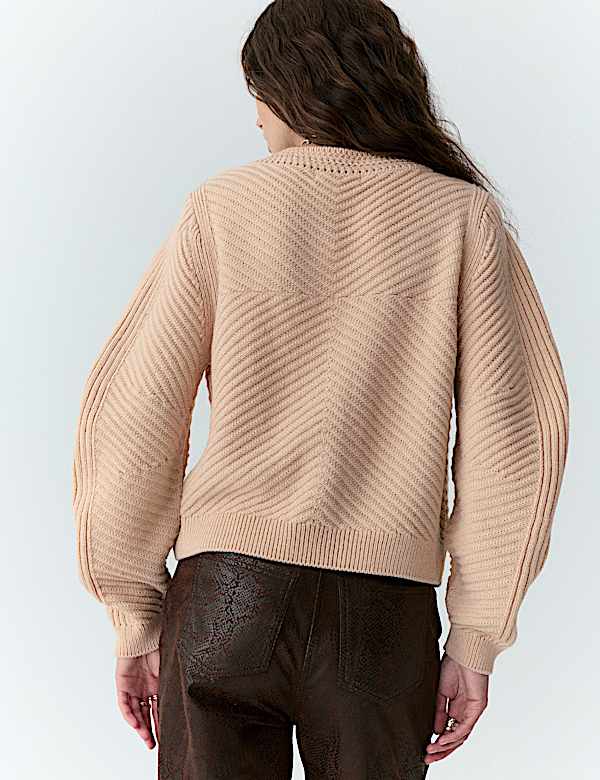 Cardigan côtelé à manches bouffantes - LU