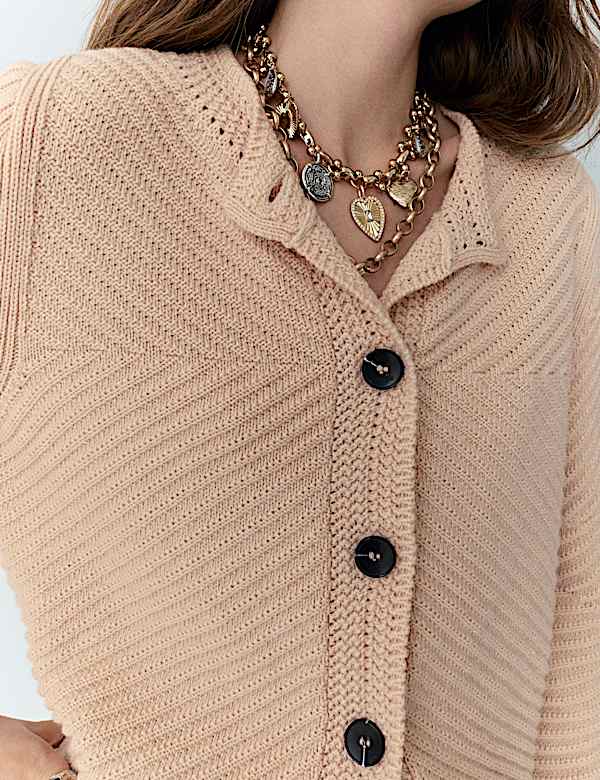 Cardigan côtelé à manches bouffantes - LU