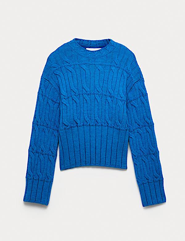 Cable Knit Funnel Neck Jumper with Wool - IL