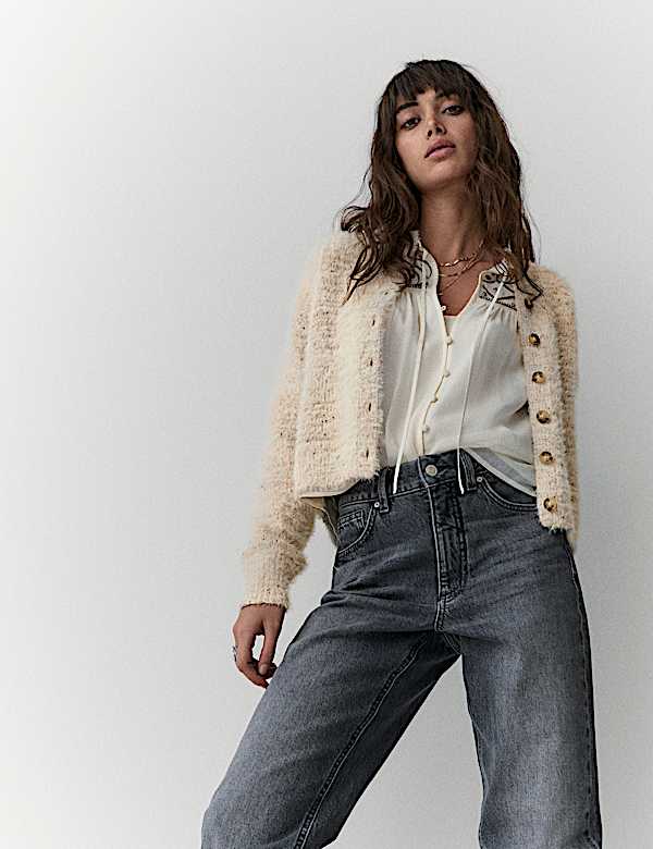 Textured Cardigan with Wool - FR