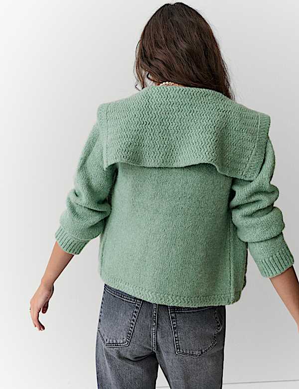 Sailor Collar Cardigan with Wool - CH