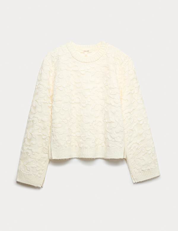 Mesh Crew Neck Lace Detail Jumper - PT