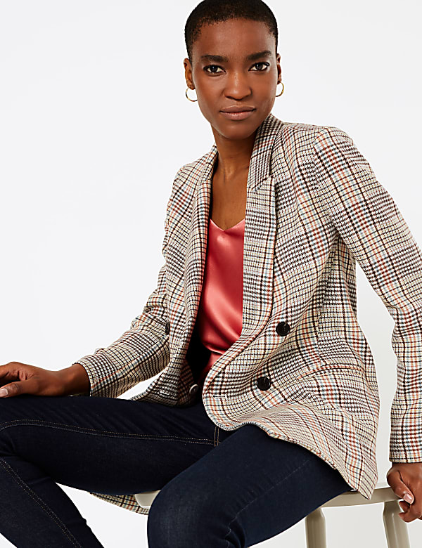 Checked Double Breasted Blazer