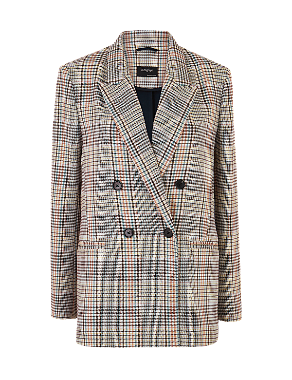 Checked Double Breasted Blazer