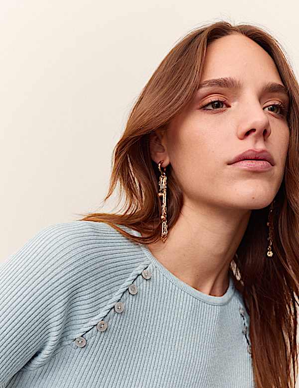 Cotton Rich Crew Neck Top - US