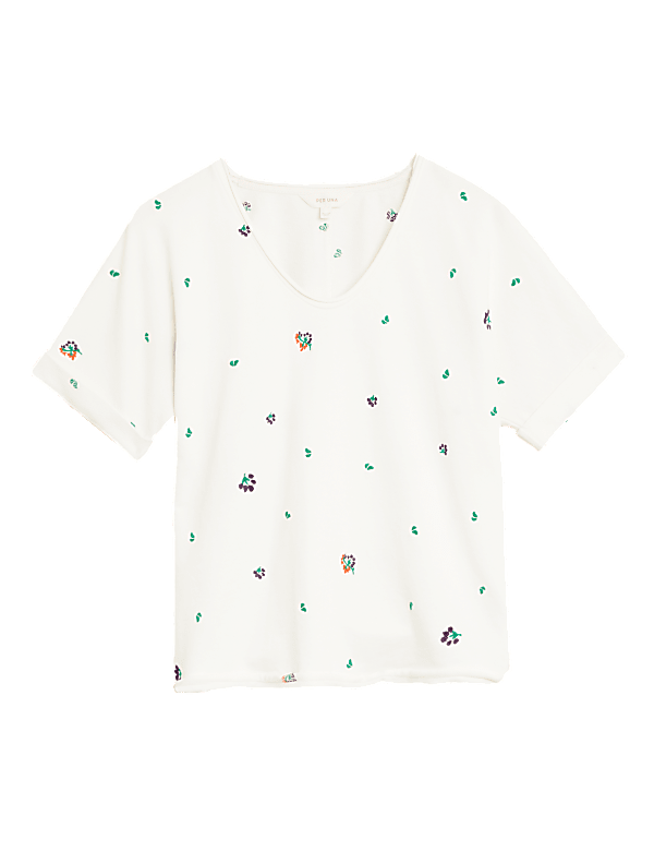 Pure Cotton Floral Embroidered Sweatshirt