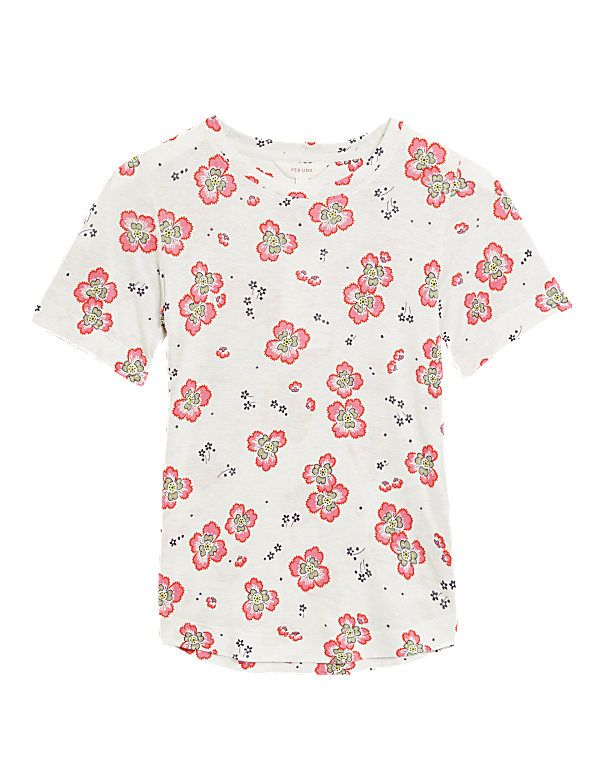 Linen Floral Crew Neck T-Shirt