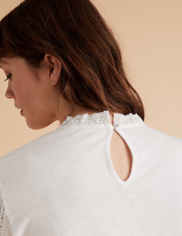 Pure Cotton High Neck Lace Insert Top