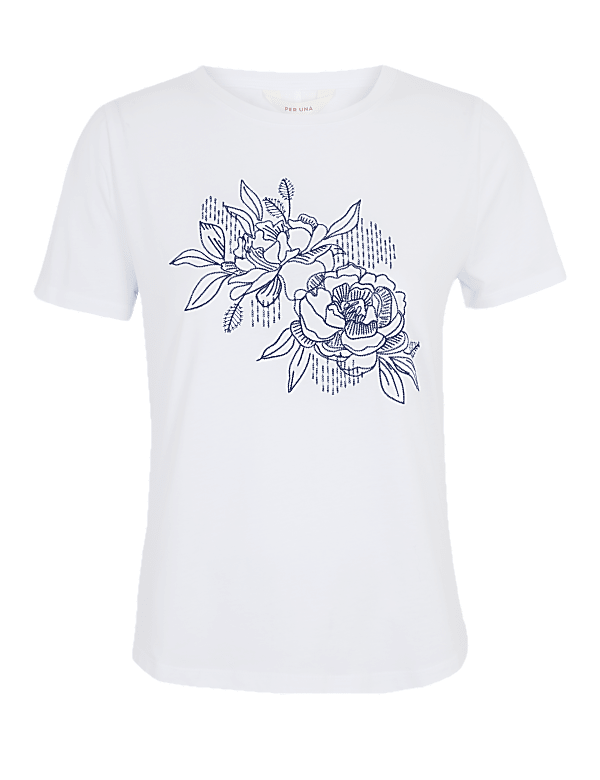 Pure Cotton Embroidered Regular Fit T-Shirt