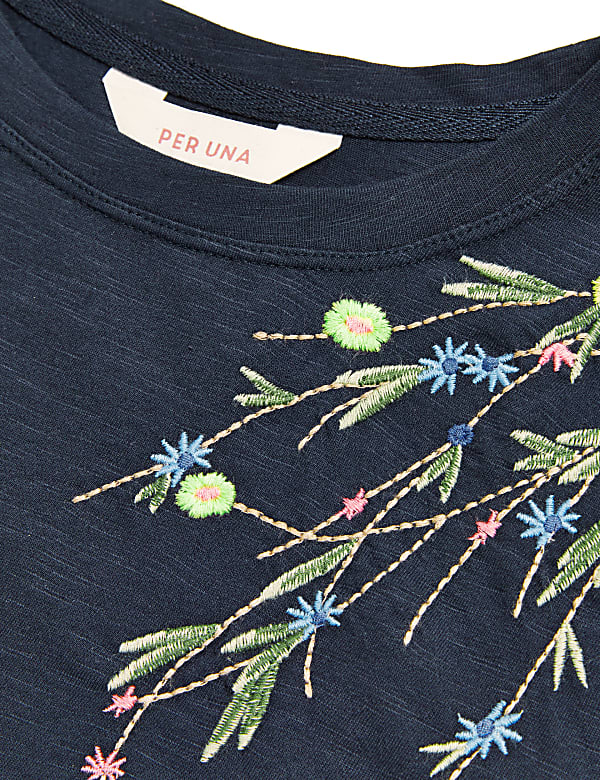Pure Cotton Embroidery Round Neck Top
