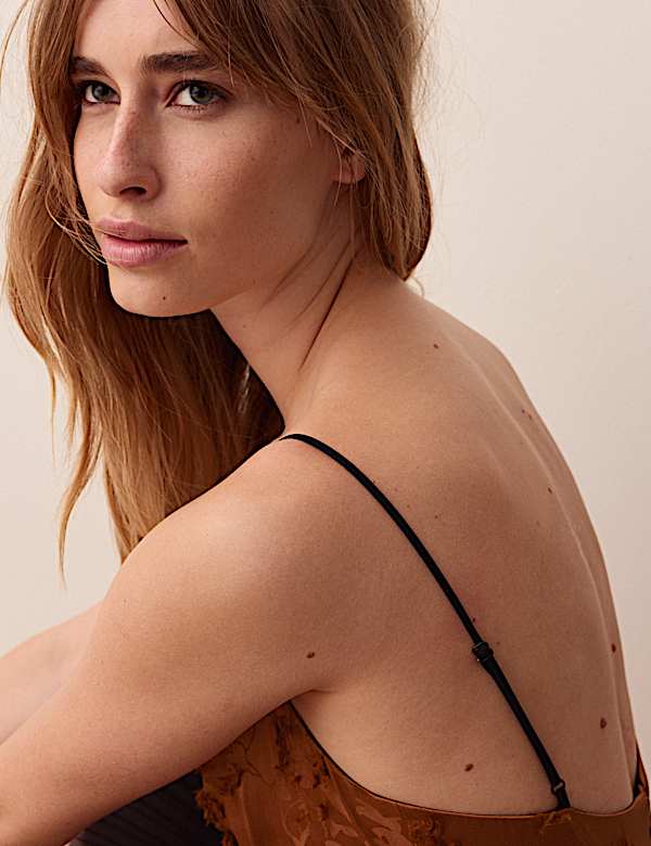 Jacquard Asymmetric Hem Knee Length Slip Dress - US