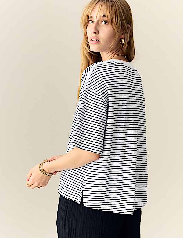 Pure Cotton Striped T-Shirt - GR