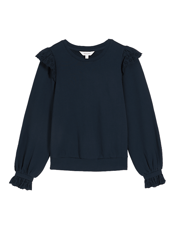 Pure Cotton Frill Detail Sweatshirt
