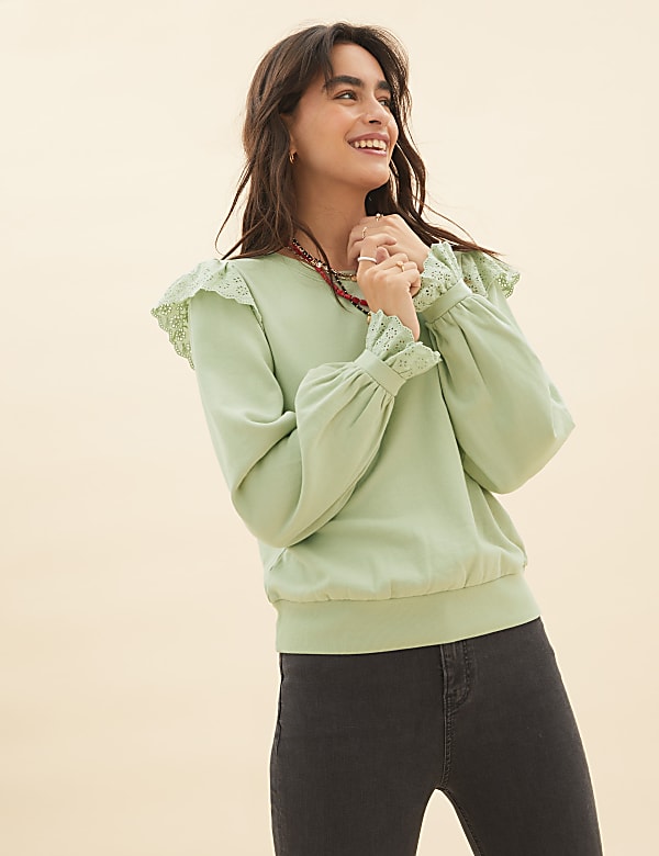 Pure Cotton Frill Detail Sweatshirt