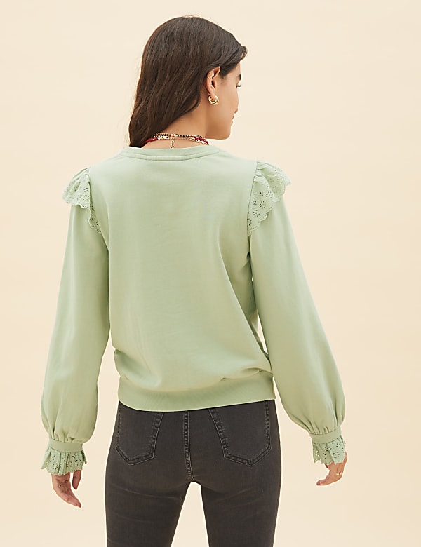 Pure Cotton Frill Detail Sweatshirt
