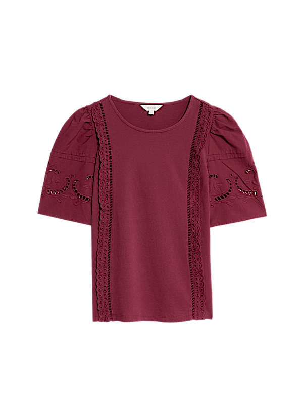 Pure Cotton Crotchet Detail Top