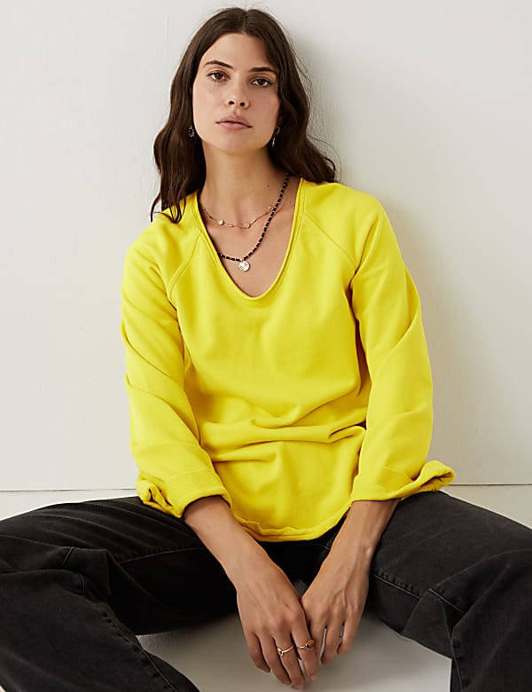 Pure Cotton V-Neck Sweatshirt