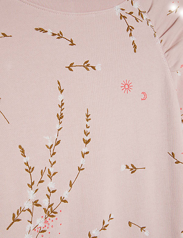 Pure Cotton Floral Embroidered Sweatshirt