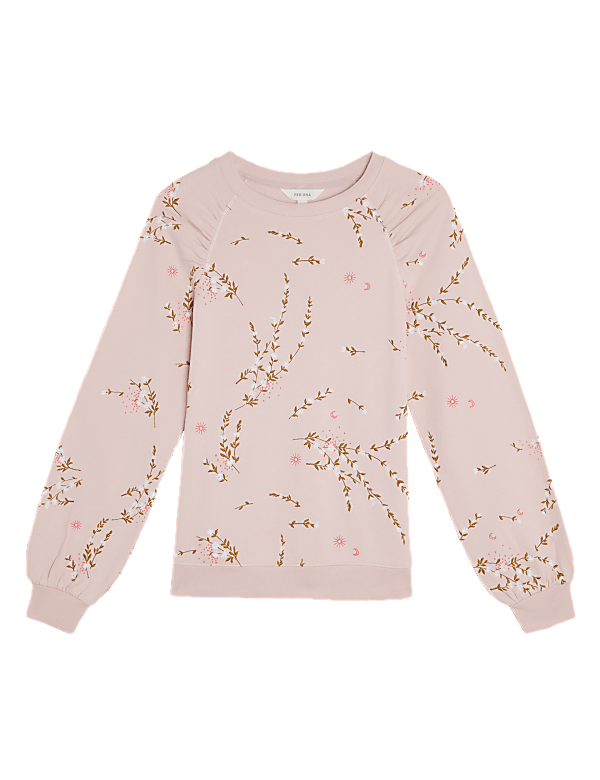 Pure Cotton Floral Embroidered Sweatshirt