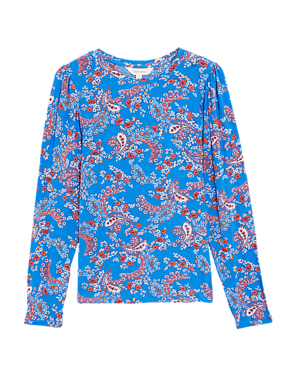 Modal Rich Printed Round Neck Fitted Top