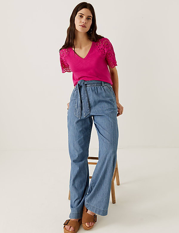 Pure Cotton Broderie Detail T-Shirt