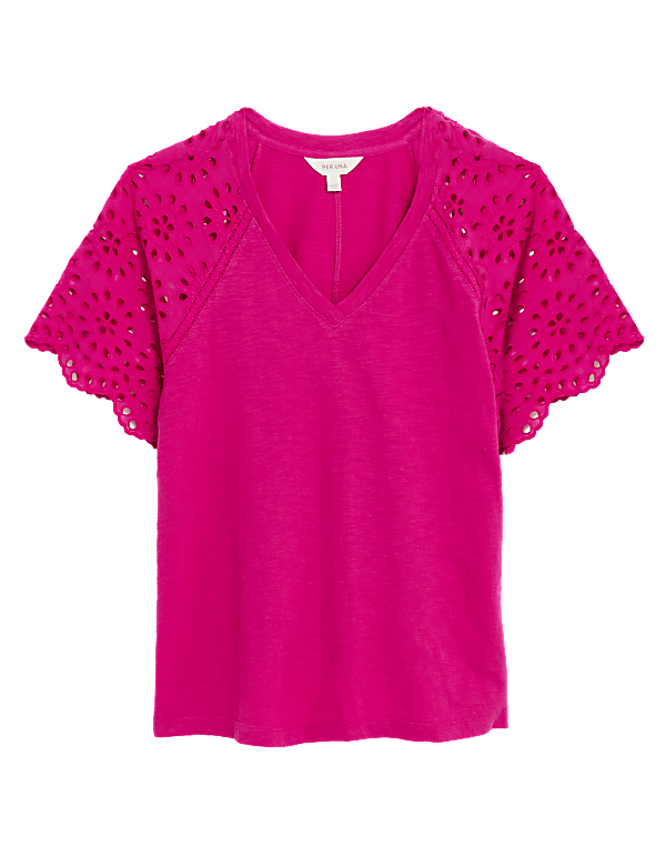 Pure Cotton Broderie Detail T-Shirt